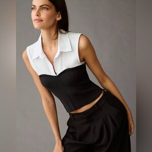 Anthropologie Maeve Collared Bustier Sweater Top Size M